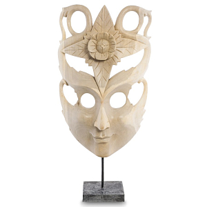 Маска ручной работы деревянная с резьбой Mask of Happiness