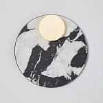 Бра круглое с каменным черно-белым основанием и плафоном из стекла Shaw Marble Lighting варинант исполнения - 1 | Loft Concept в Костроме