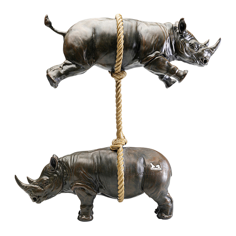 Декоративная статуя из стали Duo Rhinos Коричневый Песочный в Костроме | Loft Concept 