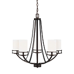 Люстра в цвете темная бронза с 5-ю белыми цилиндрическими плафонами Generation Lighting варинант исполнения - 1 | Loft Concept в Костроме