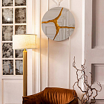 Зеркало кругле с декоративной золотой вставкой Golden Tree варинант исполнения - 3 | Loft Concept в Костроме