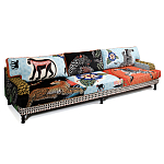 Большой Трехместный Диван с цветным принтом Qalakabusha Large Sofa варинант исполнения - 3 | Loft Concept в Костроме