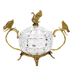 Конфетница из прозрачного рельефного стекла с ручками в виде стрекоз и фигуркой лебедя Eden Garden варинант исполнения - 1 | Loft Concept в Костроме