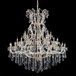 Люстра многоярусная с 53-мя лампочками и прозрачными хрустальными подвесками на основании золотого цвета Crystal lamps варинант исполнения - 1 | Loft Concept в Костроме