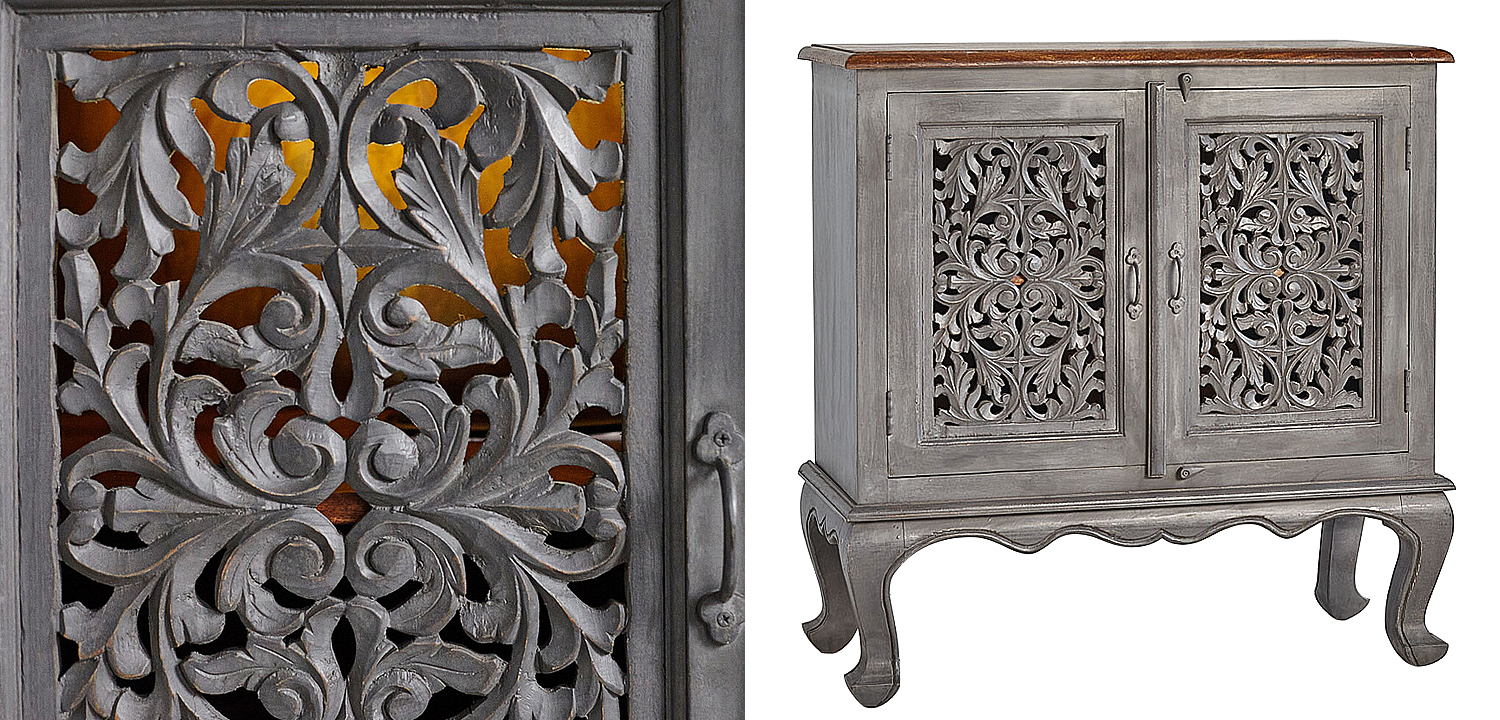 Комод Indian Antique White Furniture Chest of Drawers Agni серый Комод Indian Antique White Furniture Chest of Drawers Agni серый - Loft-Concept в Костроме