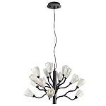 Люстра подвесная черного цвета с ветвями и белыми фарфоровыми цветами Floralis варинант исполнения - 2 | Loft Concept в Костроме