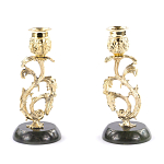 Подсвечники бронзовые на подставке из натурального камня нефрит Stone Candlestick варинант исполнения - 3 | Loft Concept в Костроме