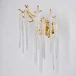 Бра золотого цвета с разветвленными ветвями и длинными прозрачными подвесками в форме стеклянных сосулек Droplet Chandelier варинант исполнения - 3 | Loft Concept в Костроме