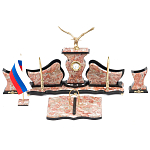 Настольный письменный набор из креноида с часами и декором в виде орла Marble Accessory варинант исполнения - 1 | Loft Concept в Костроме