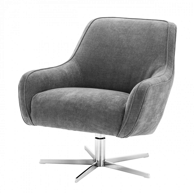 Кресло Eichholtz Swivel Chair Serena Grey Никель Серый Кресло Eichholtz Swivel Chair Serena Grey Никель Серый в Костроме | Loft Concept