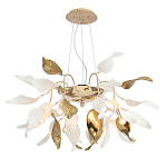 Люстра подвесная с белыми матовыми и золотыми глянцевыми листьями Wintery flovers варинант исполнения - 2 | Loft Concept в Костроме