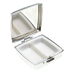 Таблетница карманная квадратная c 2-мя отделениями с зеркалом и накладкой из натурального камня Лазурит Silver Stone Pillboxes варинант исполнения - 2 | Loft Concept в Костроме