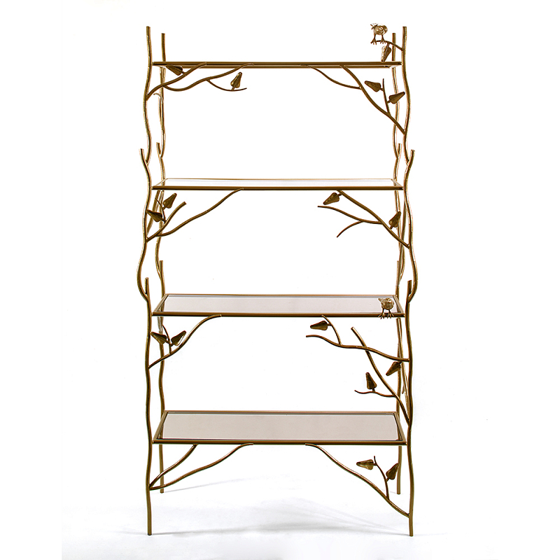 Стеллаж металлический с птичками Primavera Латунь в Костроме | Loft Concept 