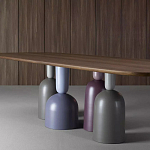 Обеденный стол деревянный с разноцветными фигурными ножками Cop варинант исполнения - 3 | Loft Concept в Костроме