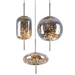 Подвесной светильник с гирляндой внутри 3-х стеклянных плафонов Garland Glass Trio Hanging Lamp варинант исполнения - 2 | Loft Concept в Костроме