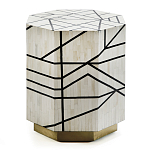 Приставной столик с инкрустацией Black and White Geometry bone bedside table варинант исполнения - 2 | Loft Concept в Костроме