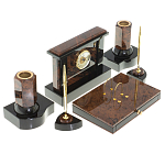 Настольный письменный набор с часами из природного камня обсидиана Royal Stone варинант исполнения - 2 | Loft Concept в Костроме