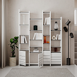 Стеллаж прямой ассиметричный с полками и 4-мя дверцами ARYA BOOKCASE WHITE варинант исполнения - 4 | Loft Concept в Костроме