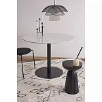 Круглый обеденный стол с белой мраморной столешницей White Tabletop on Black Base варинант исполнения - 3 | Loft Concept в Костроме