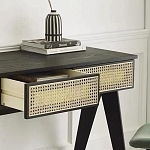 Дизайнерский письменный стол матово-чёрного цвета с 2-мя плетеными ящиками Glade Desk варинант исполнения - 1 | Loft Concept в Костроме