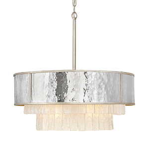 Люстра круглая с подвесками из текстурированного стекла молочного цвета Hinkley