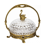 Конфетница из прозрачного рельефного стекла с ручкой и фигуркой лебедя Eden Garden варинант исполнения - 1 | Loft Concept в Костроме