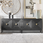 Тумба черная из дерева двухдверная Geometric Double Door Nightstand варинант исполнения - 4 | Loft Concept в Костроме