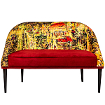 Диван двухместный из натурального бука красный с цветным принтом Impressionism in Art варинант исполнения - 1 | Loft Concept в Костроме