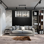 Люстра подвесная овальная со стеклянными прозрачными трубками и металлическим каркасом черного цвета Nembus варинант исполнения - 6 | Loft Concept в Костроме