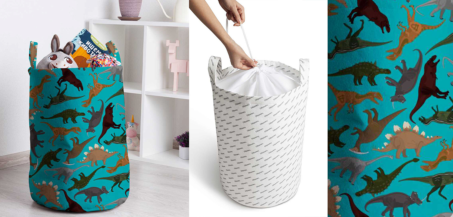 Корзина Turquoise Dinosaurs Basket Корзина Turquoise Dinosaurs Basket - Loft-Concept в Костроме