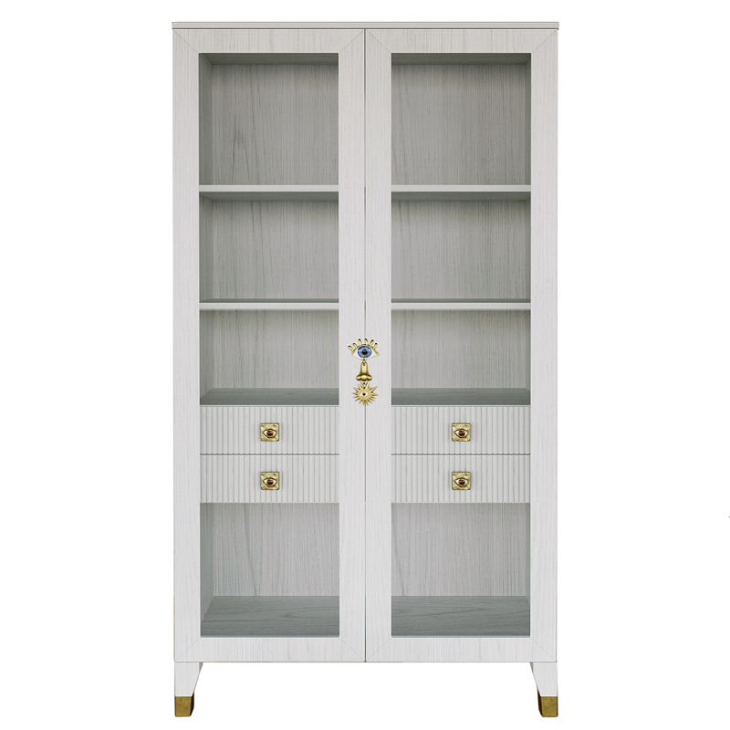 Дизайнерский шкаф витрина Elsa Dreams White с 4-мя ящиками Белый Золотой в Костроме | Loft Concept 