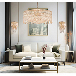 Люстра круглая с хрустальными подвесками на золотистом каркасе Roul Crystal Light варинант исполнения - 11 | Loft Concept в Костроме