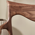 Стул деревянный с мягким сиденьем из коричневой натуральной кожи Moon Walnut Furniture варинант исполнения - 8 | Loft Concept в Костроме