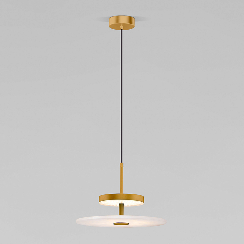 Светодиодный подвесной светильник латунь с мраморным рассеивателем Латунь Белый Мрамор Bianco в Костроме | Loft Concept 