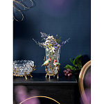 Ваза стеклянная прозрачная с бронзовым основанием в виде ветвей и фарфоровыми птичками Eden Garden варинант исполнения - 4 | Loft Concept в Костроме