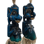 Комплект из 2-х деревянных статуэток Asmat Straw Headdress Statuettes Blue варинант исполнения - 3 | Loft Concept в Костроме