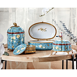 Ваза голубая с крышкой и цветочным узором Genuine Chinese Classics варинант исполнения - 3 | Loft Concept в Костроме