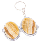 Зеркало брелок карманное двухстороннее из натурального камня Оникс Silver Stone Mirrors варинант исполнения - 2 | Loft Concept в Костроме