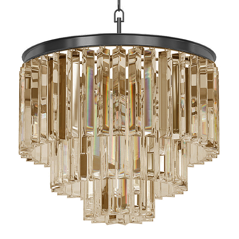 Люстра Odeon Smoke Glass Fringe Chandelier - 3 rings Черный в Костроме | Loft Concept 