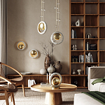 Настольная лампа с бежевым текстурным кольцом и латунным шаром в центре Tactile   варинант исполнения - 6 | Loft Concept в Костроме