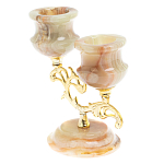 Подсвечник двухрожковый из натурального камня оникс Stone Candlestick варинант исполнения - 2 | Loft Concept в Костроме