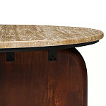 Кофейный столик с круглой столешницей на 2-х массивных деревянных ножках Tandem Travertine and Wood варинант исполнения - 3 | Loft Concept в Костроме