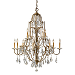 Люстра многоярусная с 12-ю лампами и стеклянными подвесками в классическом стиле Feiss варинант исполнения - 1 | Loft Concept в Костроме