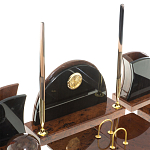 Настольный письменный набор с часами из природного камня обсидиана Oval Office варинант исполнения - 3 | Loft Concept в Костроме