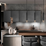 Подвесной светильник с узким цилиндрическим плафоном и золотым металлическим декором Concrete Pipe варинант исполнения - 8 | Loft Concept в Костроме