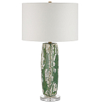 Настольная лампа керамическая с кремовым абажуром Scenic Column варинант исполнения - 5 | Loft Concept в Костроме