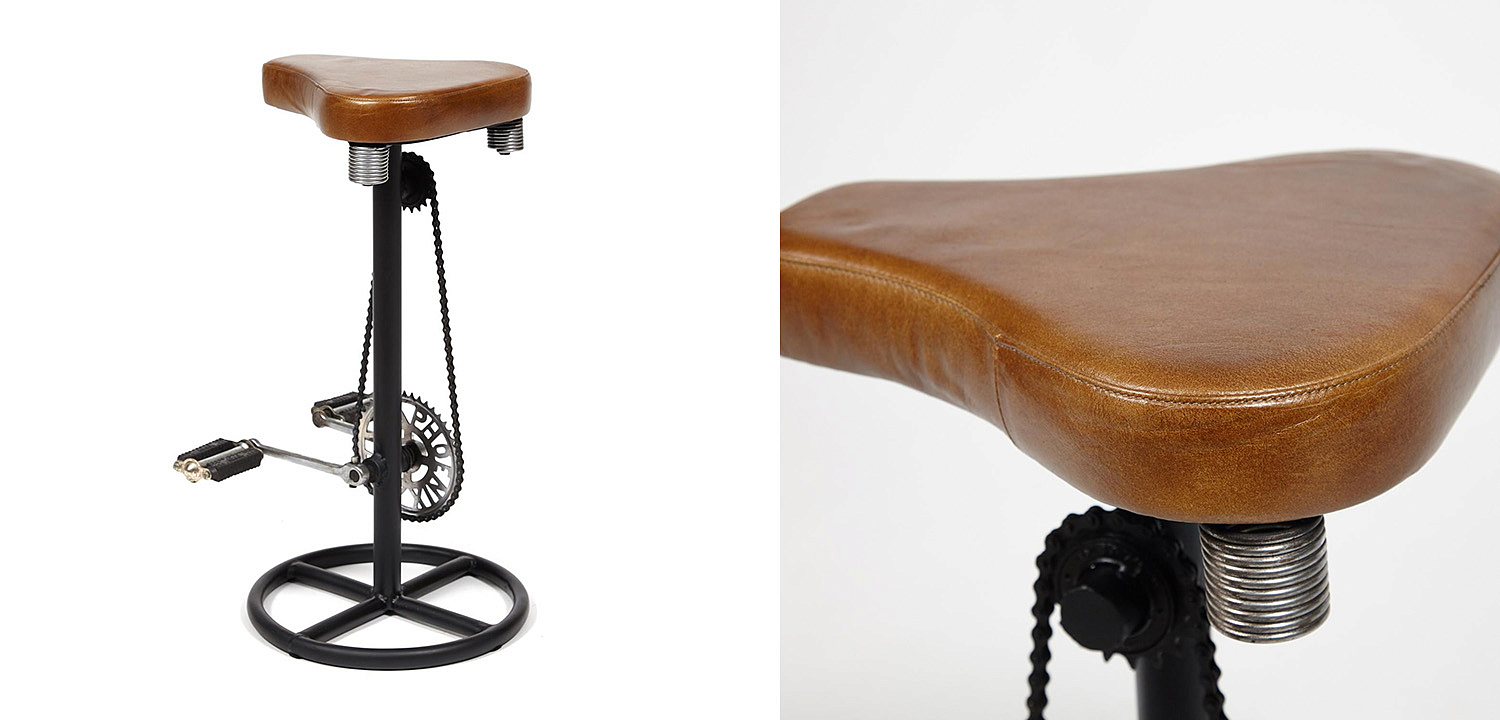 Барный стул с педалями от велосипеда Industrial leather bar stool with bicycle pedals - Loft-Concept в Костроме