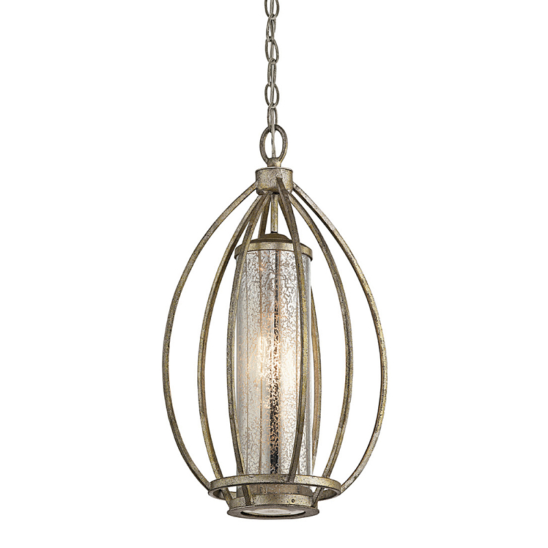 Подвесной светильник овальной формы с цилиндрическим плафоном в цвете сусальное серебро Kichler Серебро винтаж в Костроме | Loft Concept 