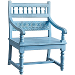 Деревянное кресло из массива манго с резным декором Eutropio Grey Mango Chair Blue варинант исполнения - 1 | Loft Concept в Костроме