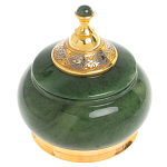 Икорница с крышкой с гравировкой из натурального камня Нефрит Decorative Cavair Dishes варинант исполнения - 1 | Loft Concept в Костроме